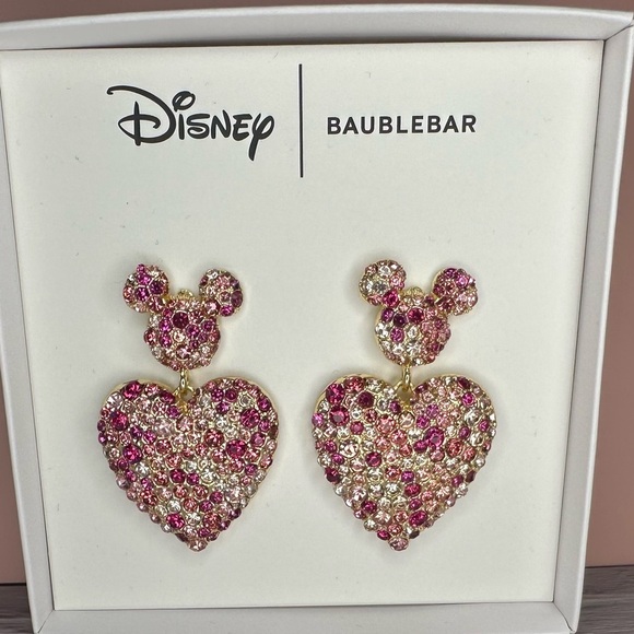 BaubleBar x Disney Mickey Valentine Hearts Stone earrings NIB - Picture 1 of 5